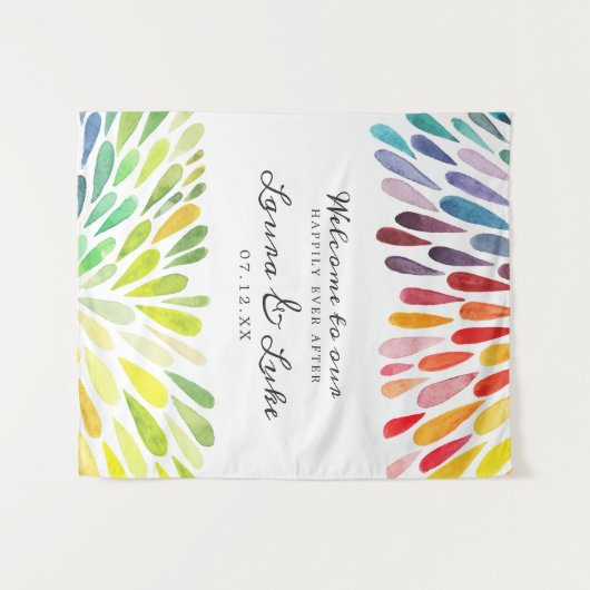 Rainbow Wedding Poster Wandteppich (Vorderseite (Horizontal))