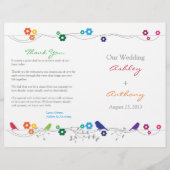 Rainbow Wedding Program Birds Blume (Vorderseite)