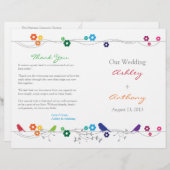Rainbow Wedding Program Birds Blume (Vorne/Hinten)