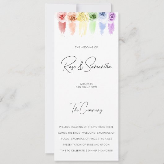 Rainbow Wedding Program Gay Lesbian Wedding (Vorderseite)
