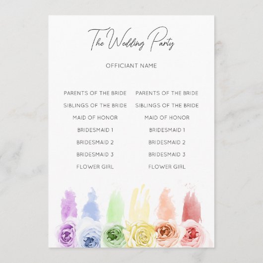 Rainbow Wedding Program Programm (Rückseite)