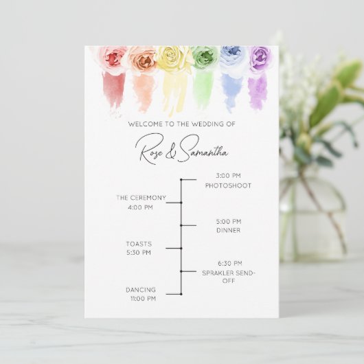 Rainbow Wedding Program Programm (Stehend Vorderseite)