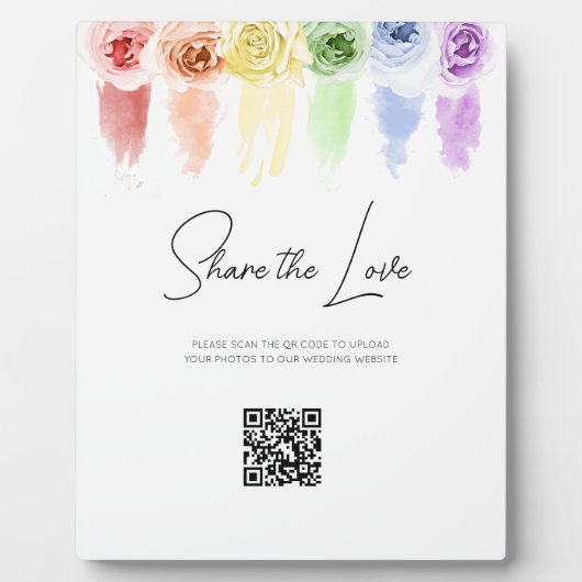 Rainbow Wedding QR Code Sign Fotoplatte (Vorderseite)