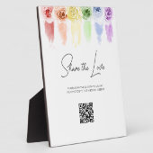 Rainbow Wedding QR Code Sign Fotoplatte (Seite)