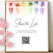 Rainbow Wedding QR Code Sign Fotoplatte