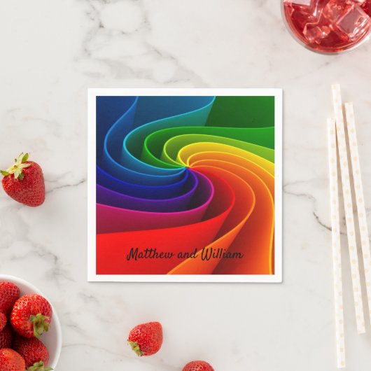 Rainbow Wedding Reception Cocktail Napkin Serviette (Beispiel)