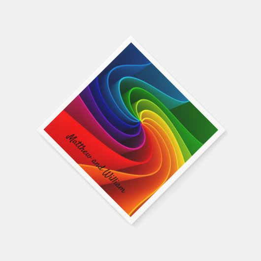 Rainbow Wedding Reception Cocktail Napkin Serviette (Ecke)