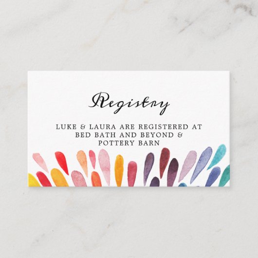 Rainbow Wedding Registry Card Begleitkarte (Vorderseite)