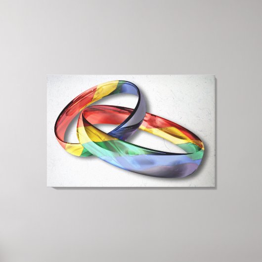 Rainbow Wedding Rings for Marriage Equality Leinwanddruck (Vorderseite)