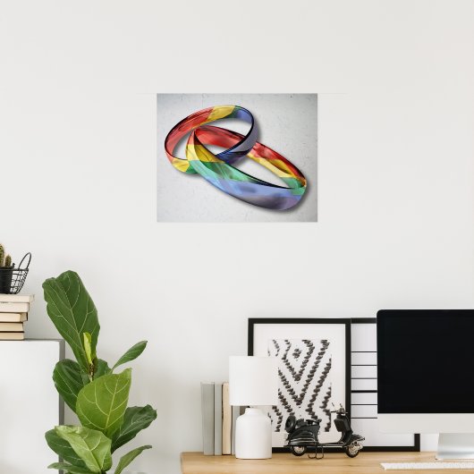 Rainbow Wedding Rings for Marriage Equality Poster (Heimbüro)