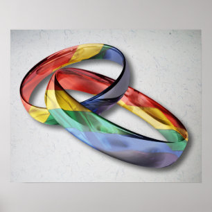 Rainbow Wedding Rings for Marriage Equality Poster