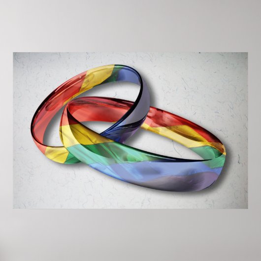 Rainbow Wedding Rings for Marriage Equality Poster (Vorne)