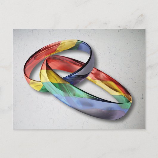 Rainbow Wedding Rings for Marriage Equality Postkarte (Vorderseite)