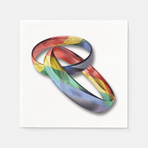 Rainbow Wedding Rings for Marriage Equality Serviette
