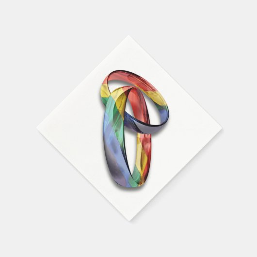 Rainbow Wedding Rings for Marriage Equality Serviette (Ecke)