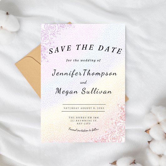 Rainbow Wedding Save the Date Einladung