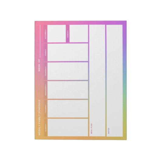 Rainbow-Weekly-Plan Notizblock (Rotiert)