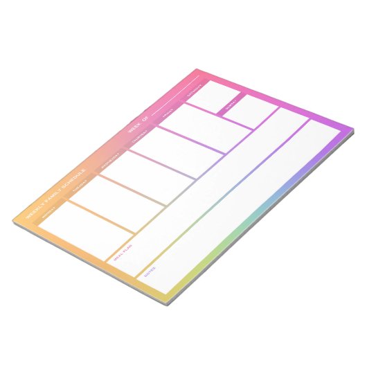 Rainbow-Weekly-Plan Notizblock (angewinkelt)