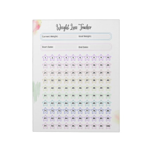 Rainbow Weight Loss Tracker Notizblock (Rotiert)
