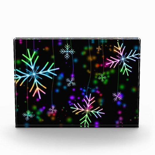 Rainbow Weihnachten Schneeflocken Fotoblock (Vorderseite)