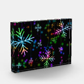 Rainbow Weihnachten Schneeflocken Fotoblock (Links)