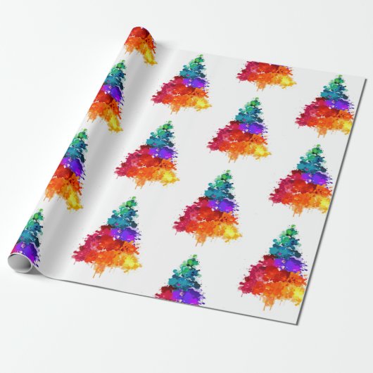 Rainbow Weihnachtsbaum Schönes farbenfrohes Fest Geschenkpapier (Ungerollt)