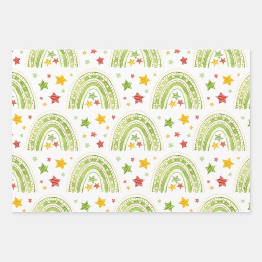 Rainbow Weihnachtsblatt Geschenkpapier Set (Vorderseite)