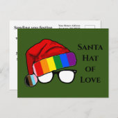 Rainbow-Weihnachtsmannmütze der Liebe Feiertagspostkarte (Vorne/Hinten)