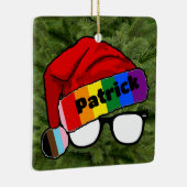 Rainbow-Weihnachtsmannmütze mit Brille Keramikornament (Rechts)