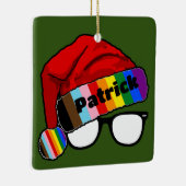 Rainbow-Weihnachtsmannmütze mit Brille Keramikornament (Rechts)