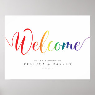 Rainbow Welcome Sign eigens für LGBT-Hochzeit Poster