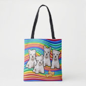 Rainbow Welpen Medium Tote Bag. Tasche (Vorderseite)