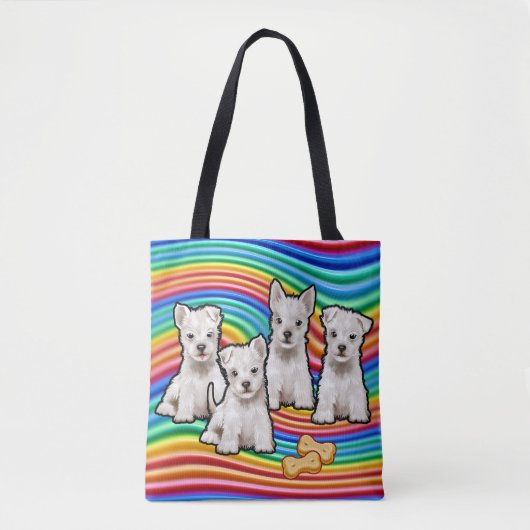 Rainbow Welpen Medium Tote Bag. Tasche (Vorderseite)