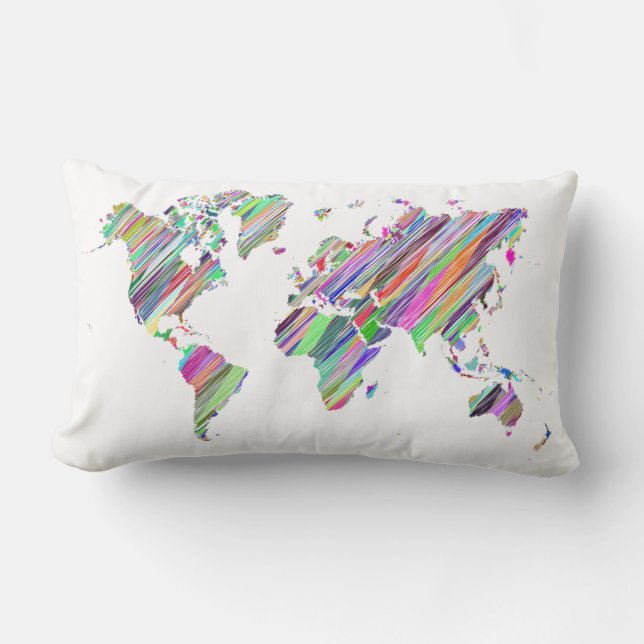Rainbow-Weltkarte Lendenkissen (Vorderseite)