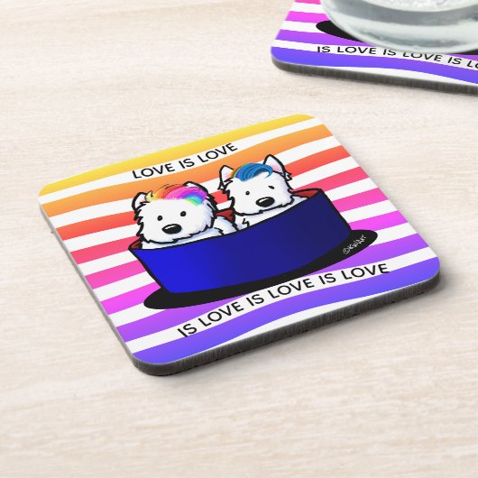 Rainbow Westies Hartkunststoff-Untersetzer Getränkeuntersetzer (Linke Seite)