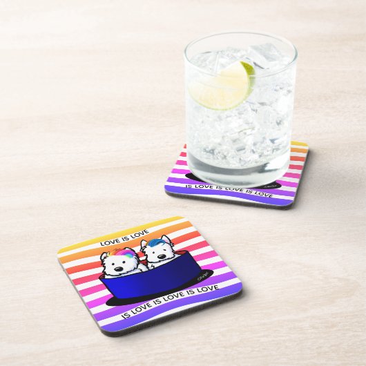 Rainbow Westies Hartkunststoff-Untersetzer Getränkeuntersetzer (Rechte Seite)