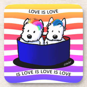 Rainbow Westies Hartkunststoff-Untersetzer Getränkeuntersetzer