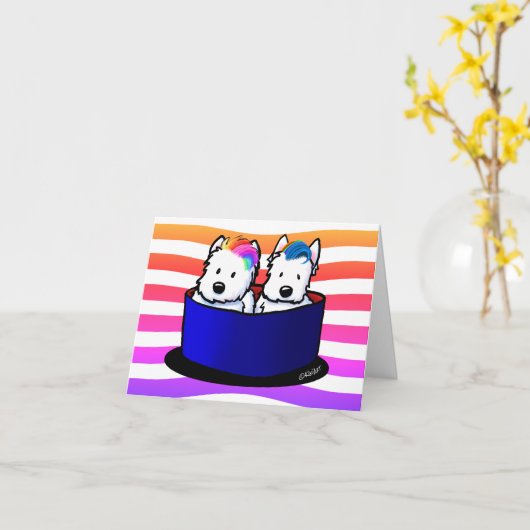 Rainbow Westies Karte (Gelbe Blume)