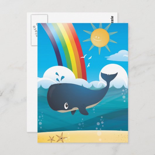 Rainbow Whale Postkarte (Vorne/Hinten)