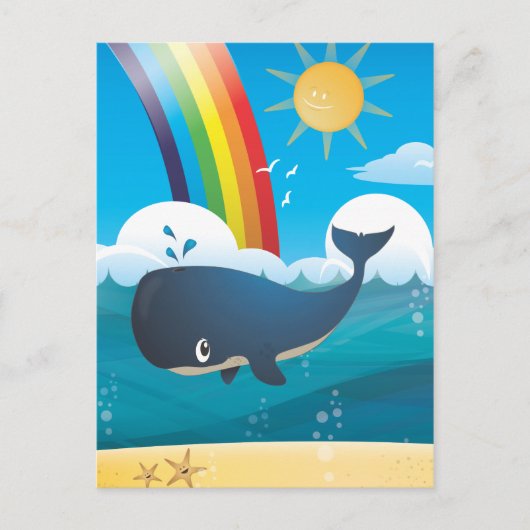 Rainbow Whale Postkarte (Vorderseite)