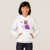 Rainbow Whimsy: Kitten in Bloom Hoodie (Vorne ganz)