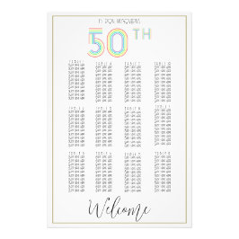 Rainbow & White 50. Geburtstag Seating Chart Print Fotodruck