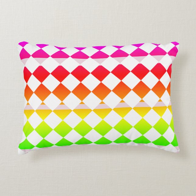 Rainbow White Diamond Muster Akzent Kissen (Vorderseite)