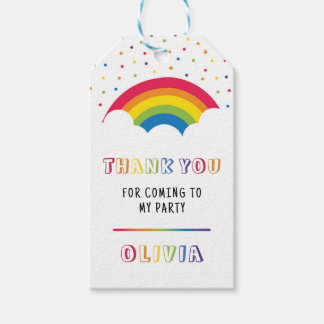 Rainbow White Favor Tag for Birthday Party Color Geschenkanhänger