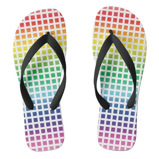 Rainbow white grid pattern Prigbtq lgbt Badesandalen (Fußbett)