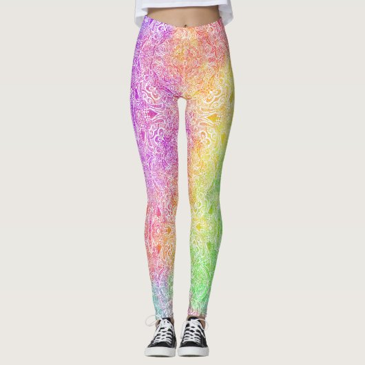 Rainbow & White Medallion Leggings (Vorderseite)
