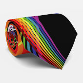 Rainbow White Musiknoten auf Black Krawatte (Gerollt)