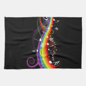 Rainbow White Musiknoten auf Black Küchentuch (Horizontal)