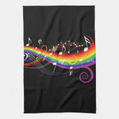 Rainbow White Musiknoten auf Black Küchentuch (Vertikal)