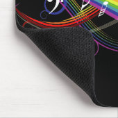 Rainbow White Musiknoten auf Black Mousepad (Ecke)